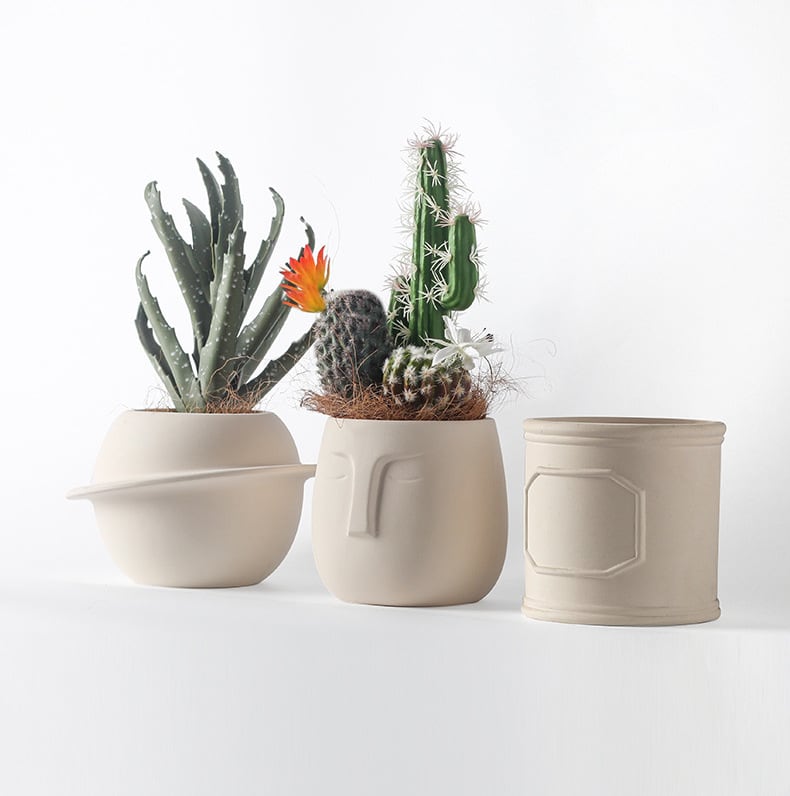 Pandora Set of 3 - Handmade Plant Pots In/Outdoor Beige