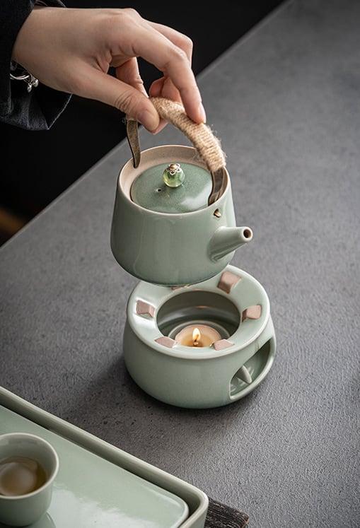 Japanese-style Ashtray Pottery Lifting Beam Teapot Candle Tea Warmer Set - mokupark.com