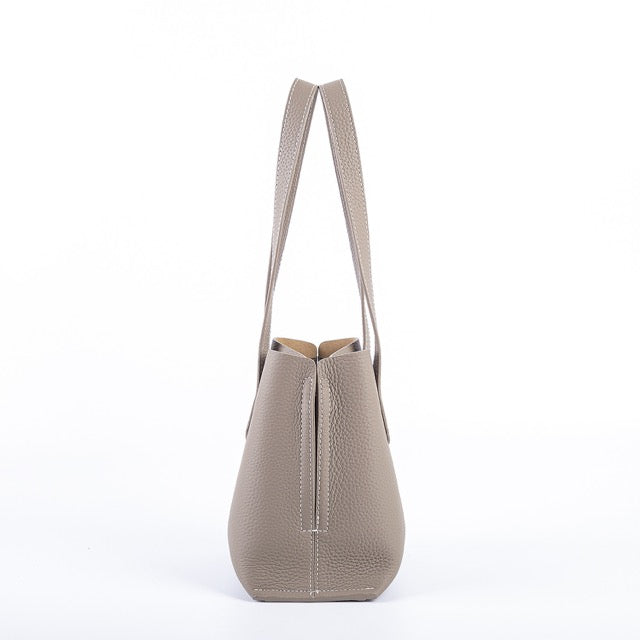 Grey Top Grain Cow Leather Mini Tote Bag | Shoulder Bag | Bucket Bag | Crossbody Bag  | Hobo Bag