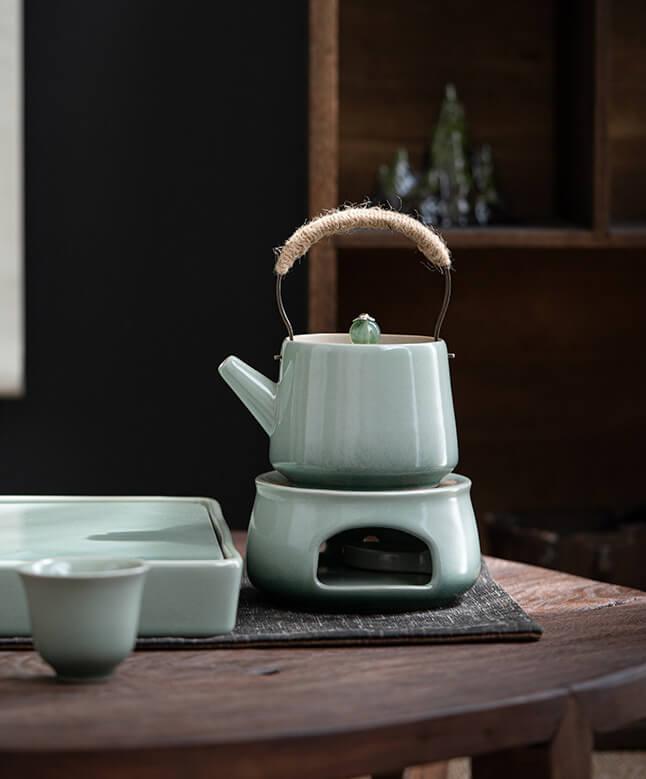 Japanese-style Ashtray Pottery Lifting Beam Teapot Candle Tea Warmer Set - mokupark.com