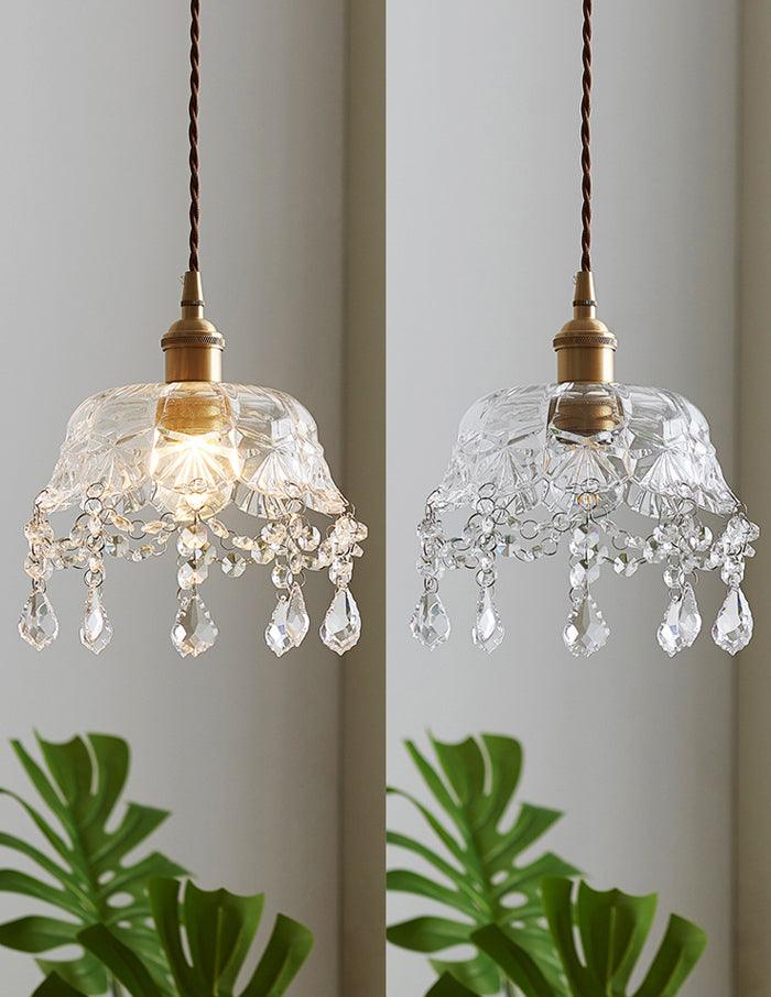 Brass Glass with Crystal Pendant Lamp - mokupark.com