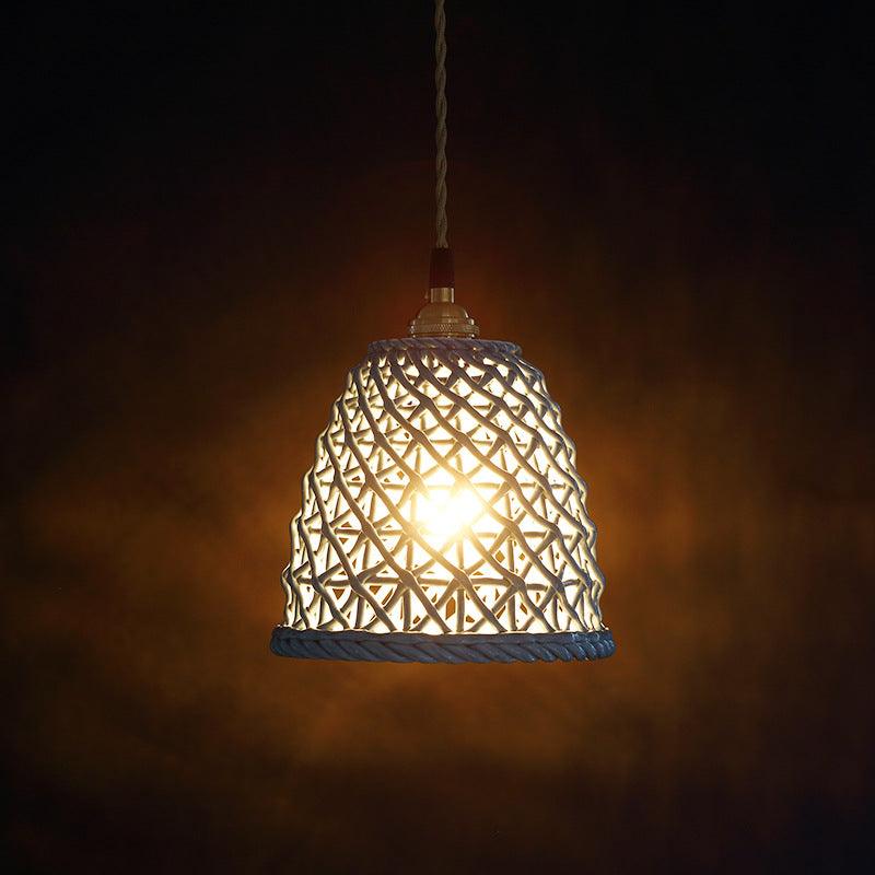 Japanese Style Ceramic Hollow Pendant Lamp - Blue Ball - mokupark.com